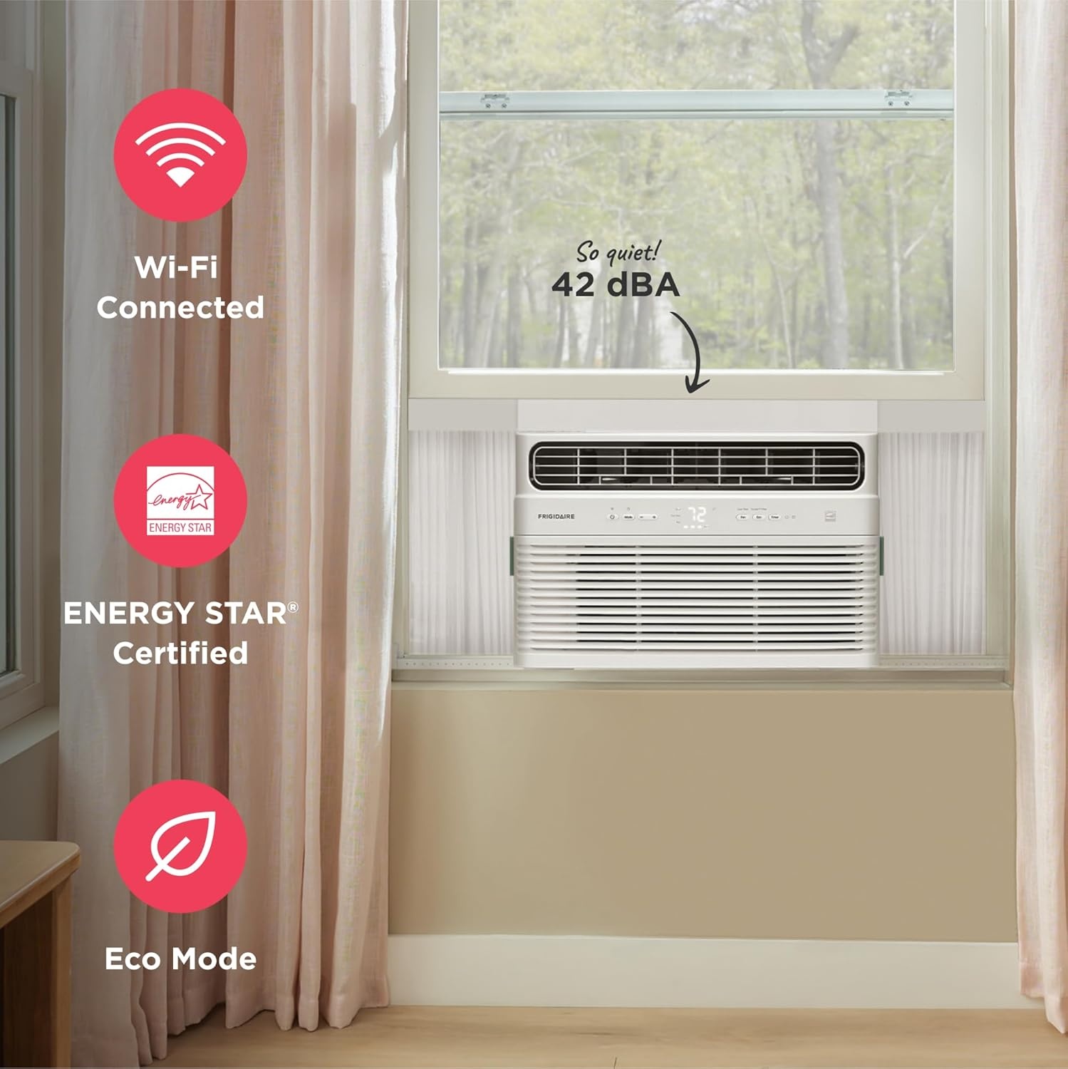 image:imageFrigidaire 8000 BTU Smart Inverter Window Air Conditioner with WiFi and Energy Star Certification Cools Up to 350 Sq Ft Ultra Quiet Operation White8 000 BTU
