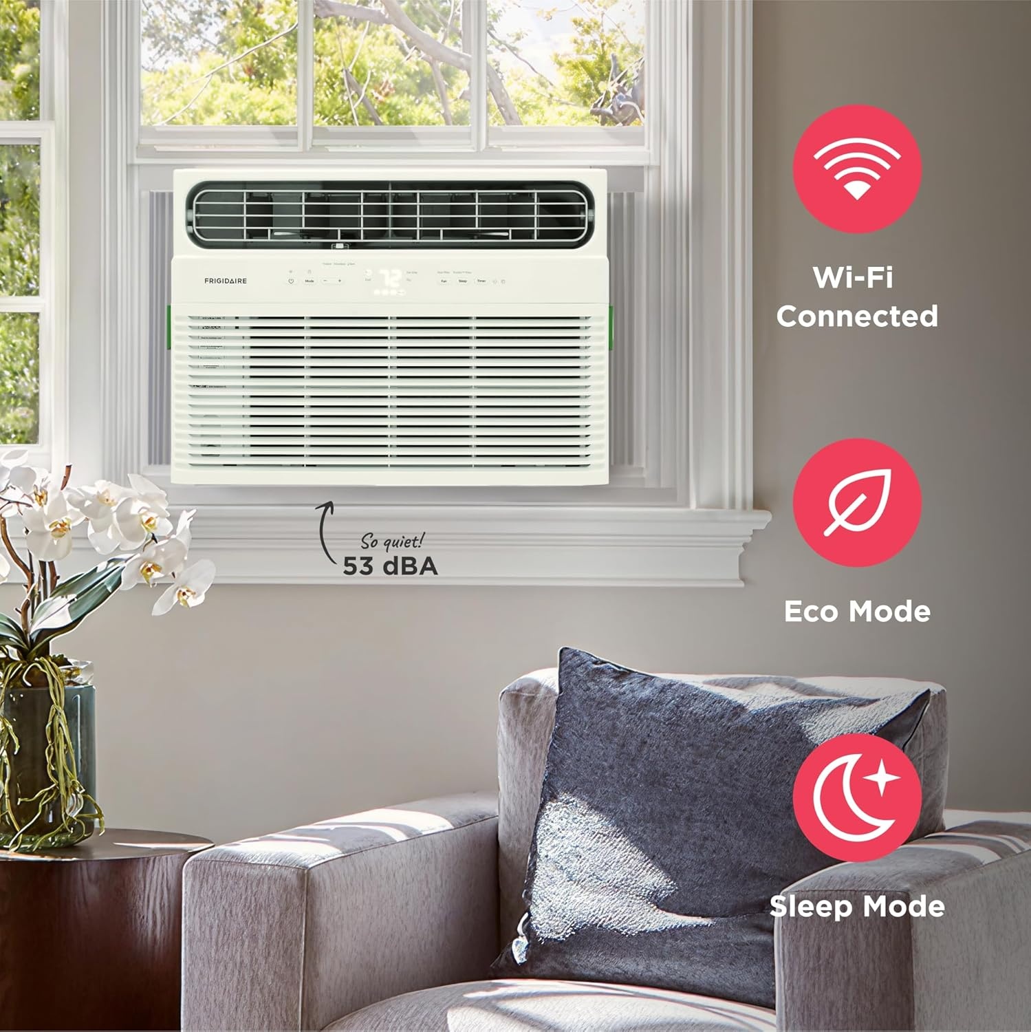 image:imageFrigidaire 8000 BTU Smart Window Air Conditioner with WiFi Cools Up to 350 Sq Ft Remote Control Quiet Operation Eco Mode 3 Fan Speeds WhiteNew 2024 10 000 BTU