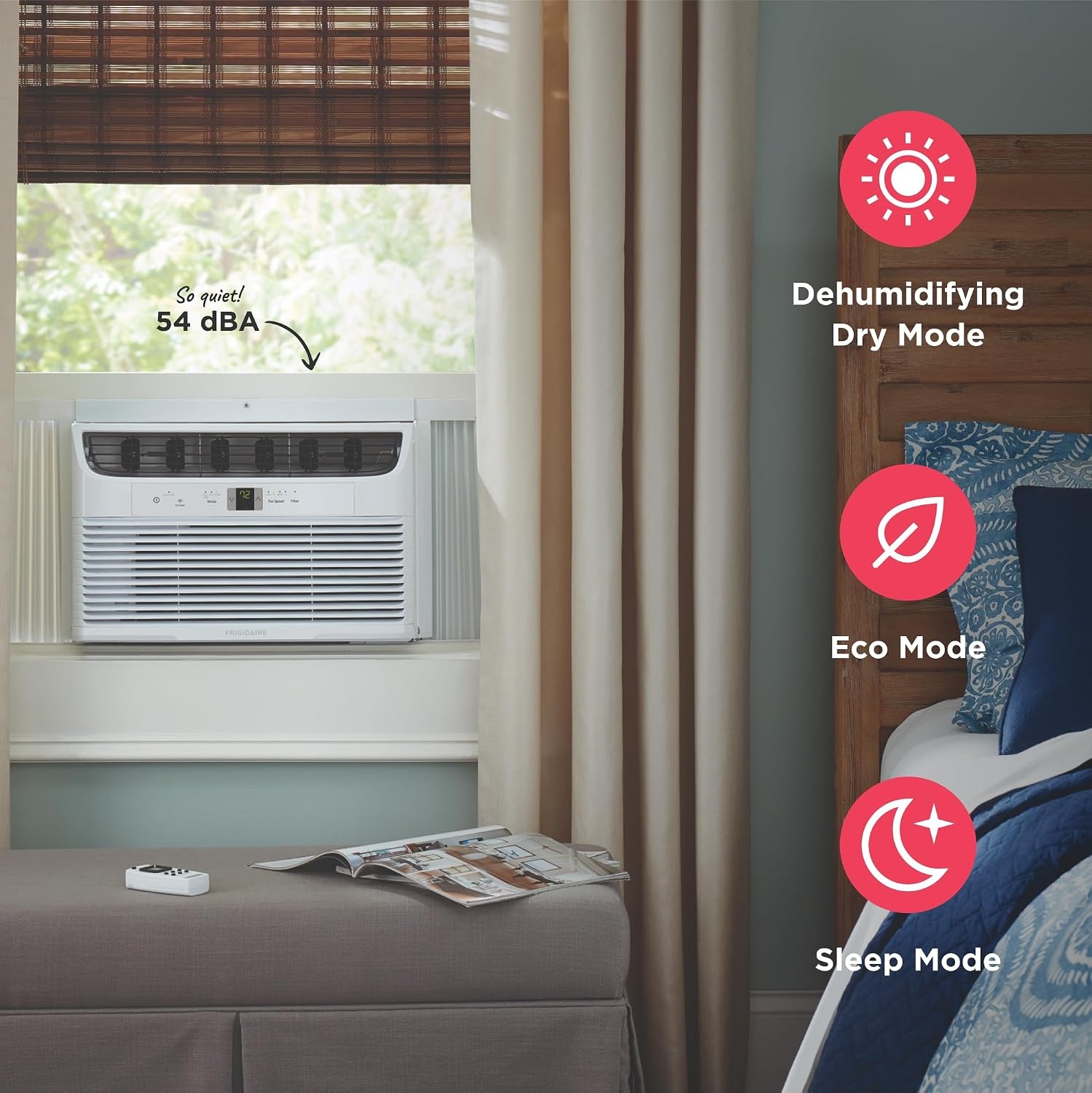 image:imageFrigidaire 8000 BTU Window Air Conditioner with Remote Control Cools Up to 350 Sq Ft Quiet Operation Eco Mode 3 Fan Speeds Auto Restart White