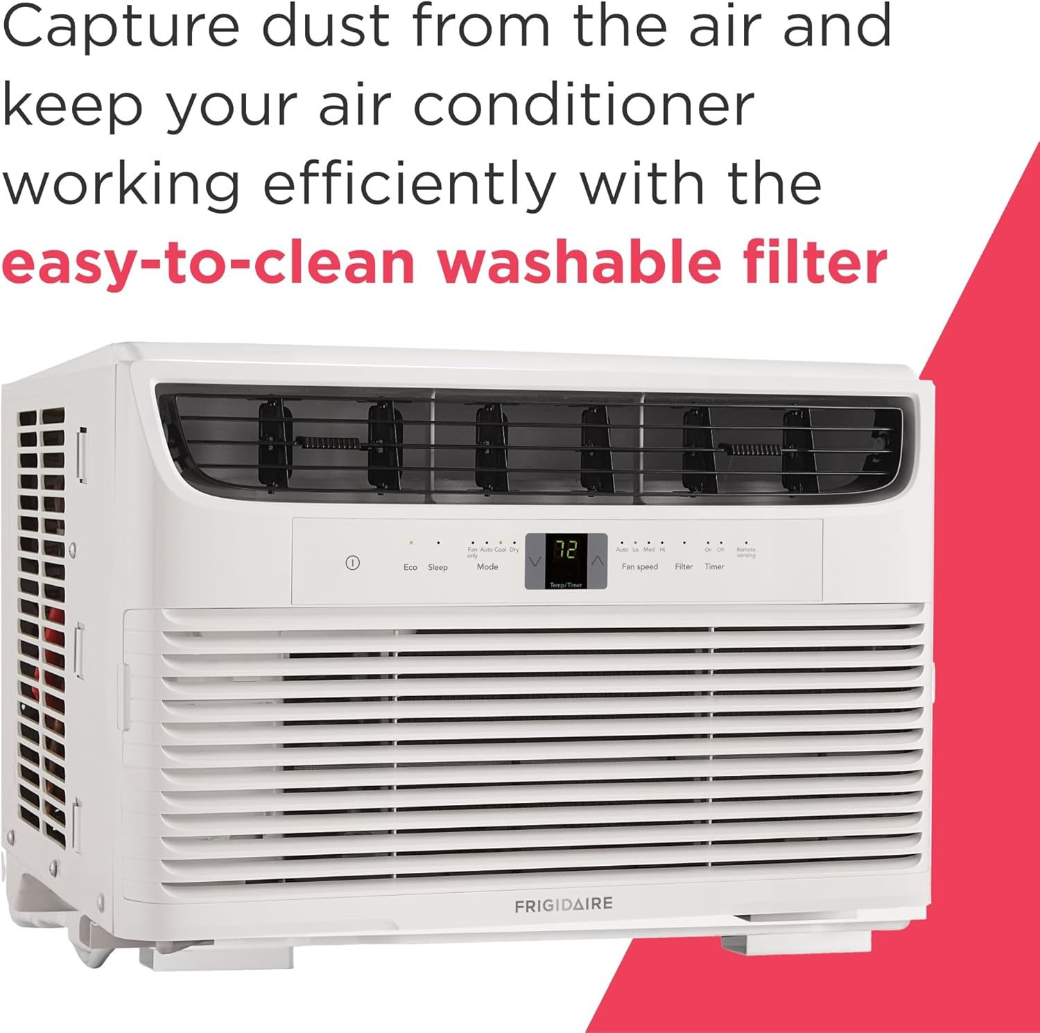 image:imageFrigidaire 8000 BTU Window Air Conditioner with Remote Control Cools Up to 350 Sq Ft Quiet Operation Eco Mode 3 Fan Speeds Auto Restart White