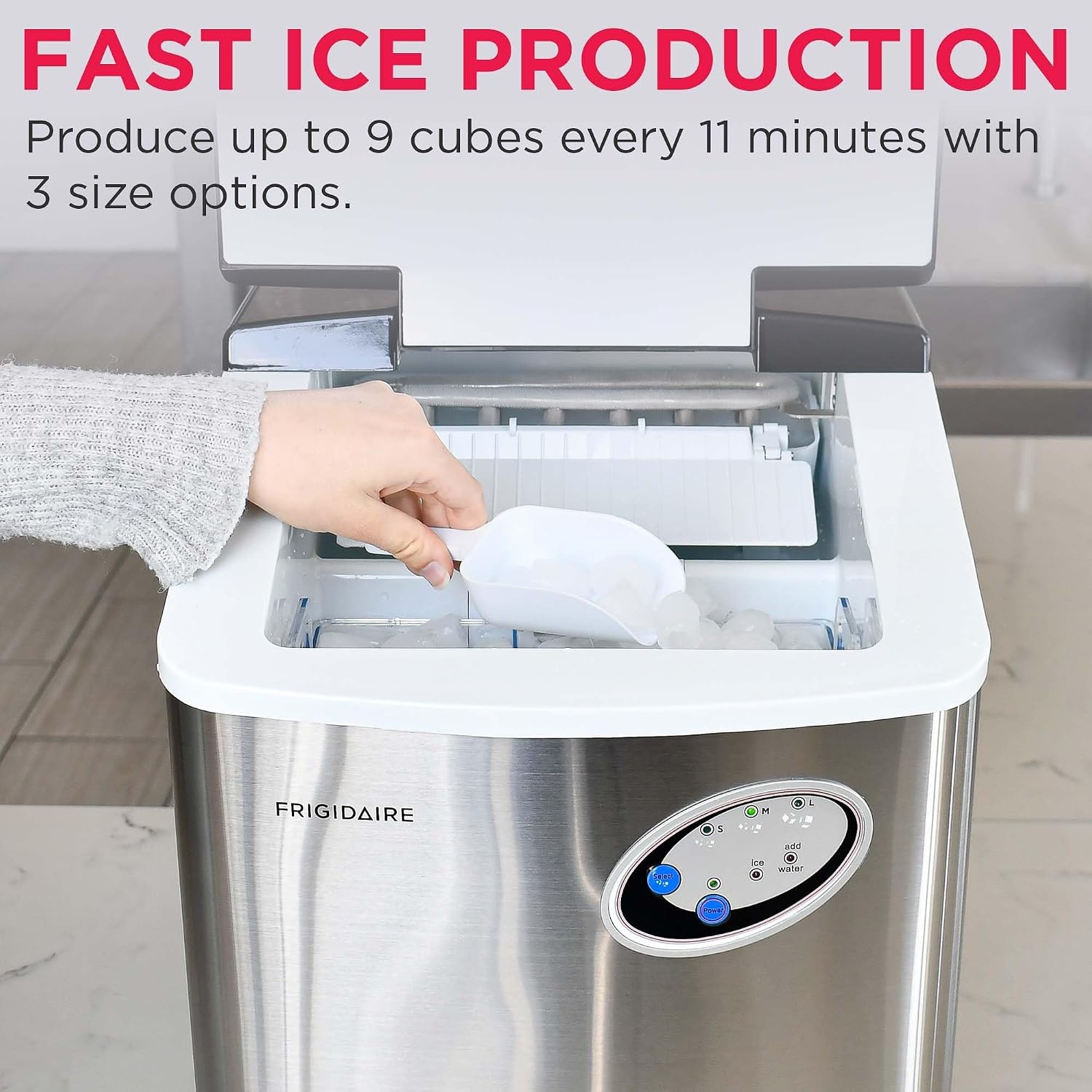 image:imageFrigidaire EFIC115 Extra Large Ice Maker Stainless Steel 48 lbs per Day48 lbs of Ice per day