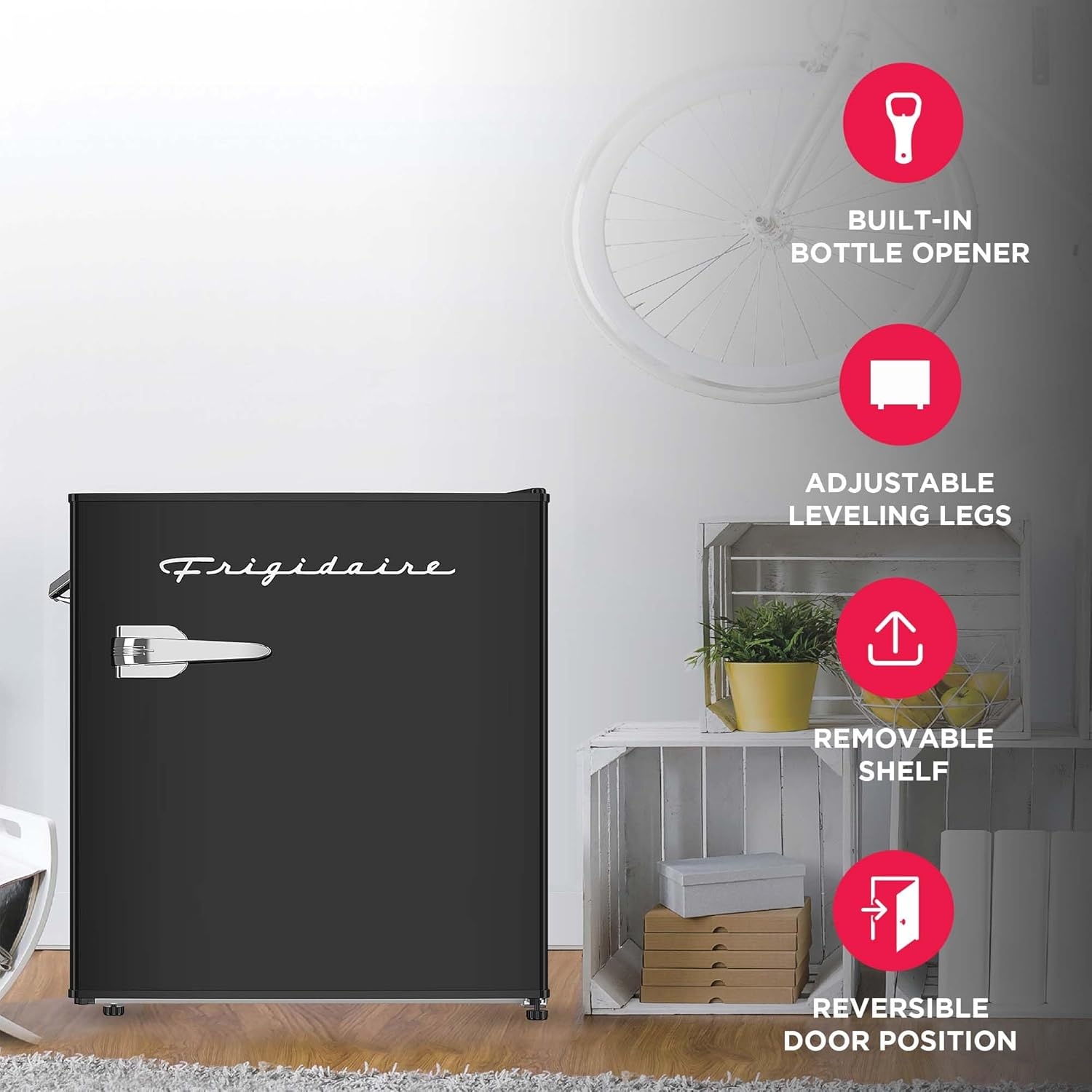 image:imageFrigidaire EFR176 16 cu ft Retro Bar Fridge with Side Bottle Opener BlueBlack