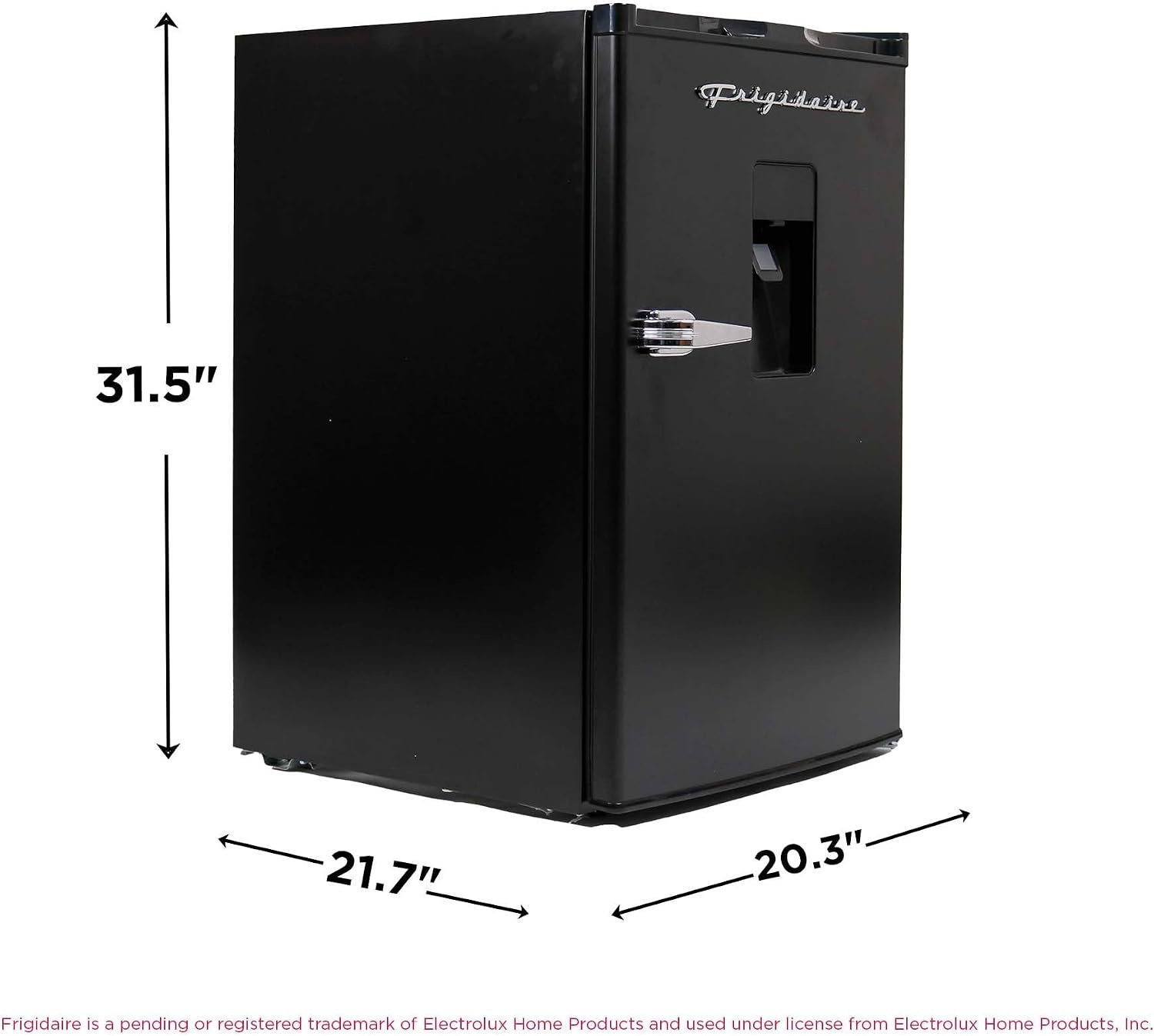 image:imageFrigidaire EFR494BLACK Retro Compact Mini Fridge with Freezer Compartment Chrome Handles 44 Cu Ft Builtin Water Dispenser Black