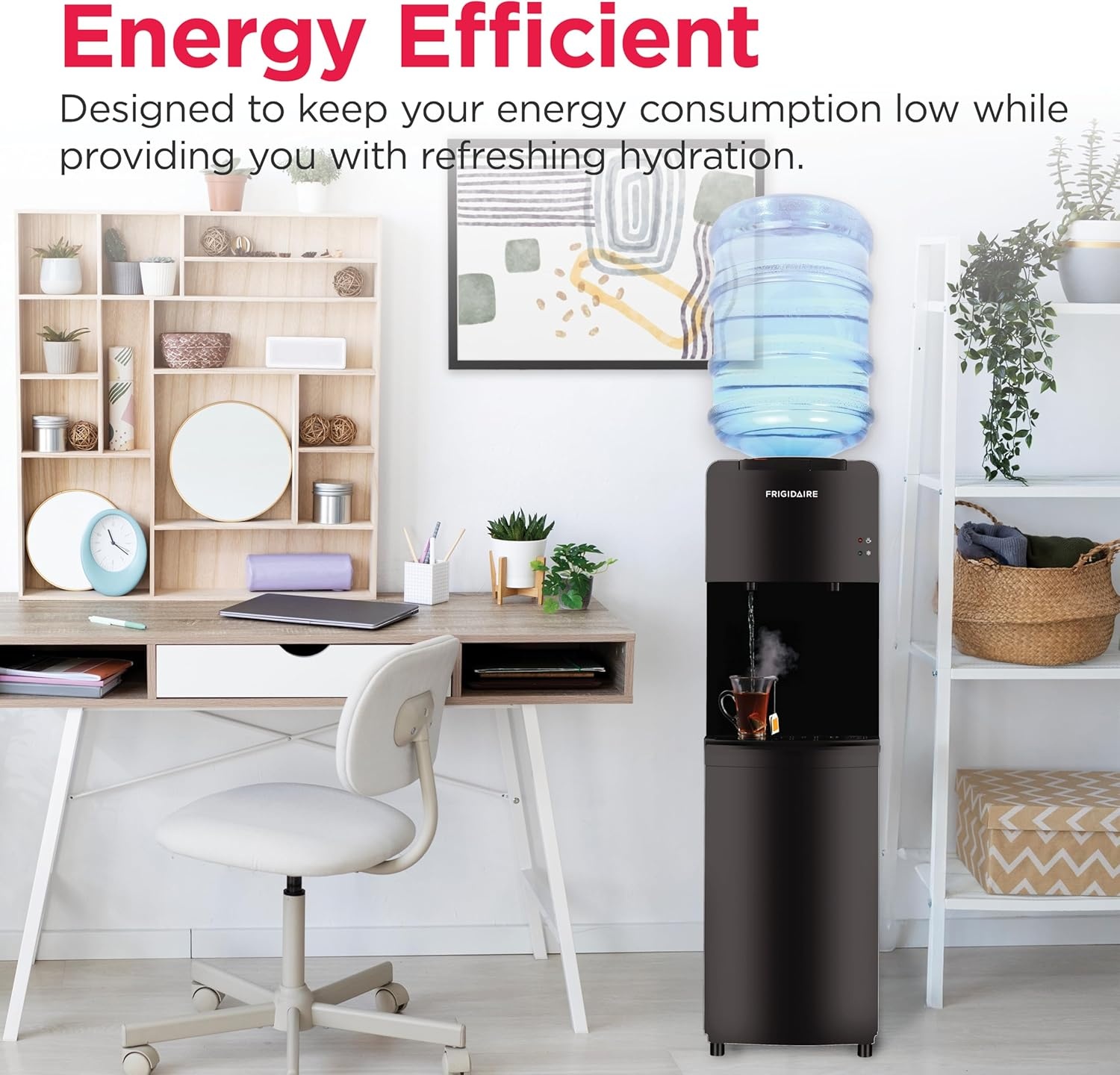 image:imageFrigidaire EFWC498 Top Loading Cooler Dispenser Hot amp Cold Water Child Safety Lock Innovative Slim amp Sleek Design Holds 3 or 5 Gallon Bottles BlackBlack