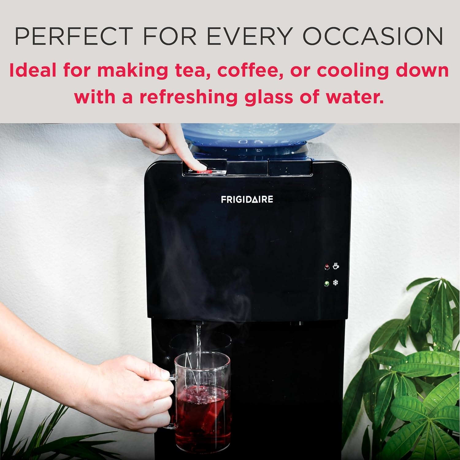 image:imageFrigidaire EFWC498 Top Loading Cooler Dispenser Hot amp Cold Water Child Safety Lock Innovative Slim amp Sleek Design Holds 3 or 5 Gallon Bottles BlackBlack