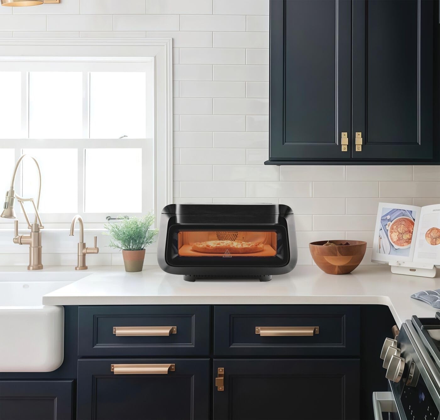 image:imageFrigidaire Electric Indoor Pizza Oven Reach Temperatures of 700F Stone Bake 12 Pizzas in Minutes Portable Countertop Oven with Air Fry and Bake Peel Included Model FRPO100BWith Pizza Peel