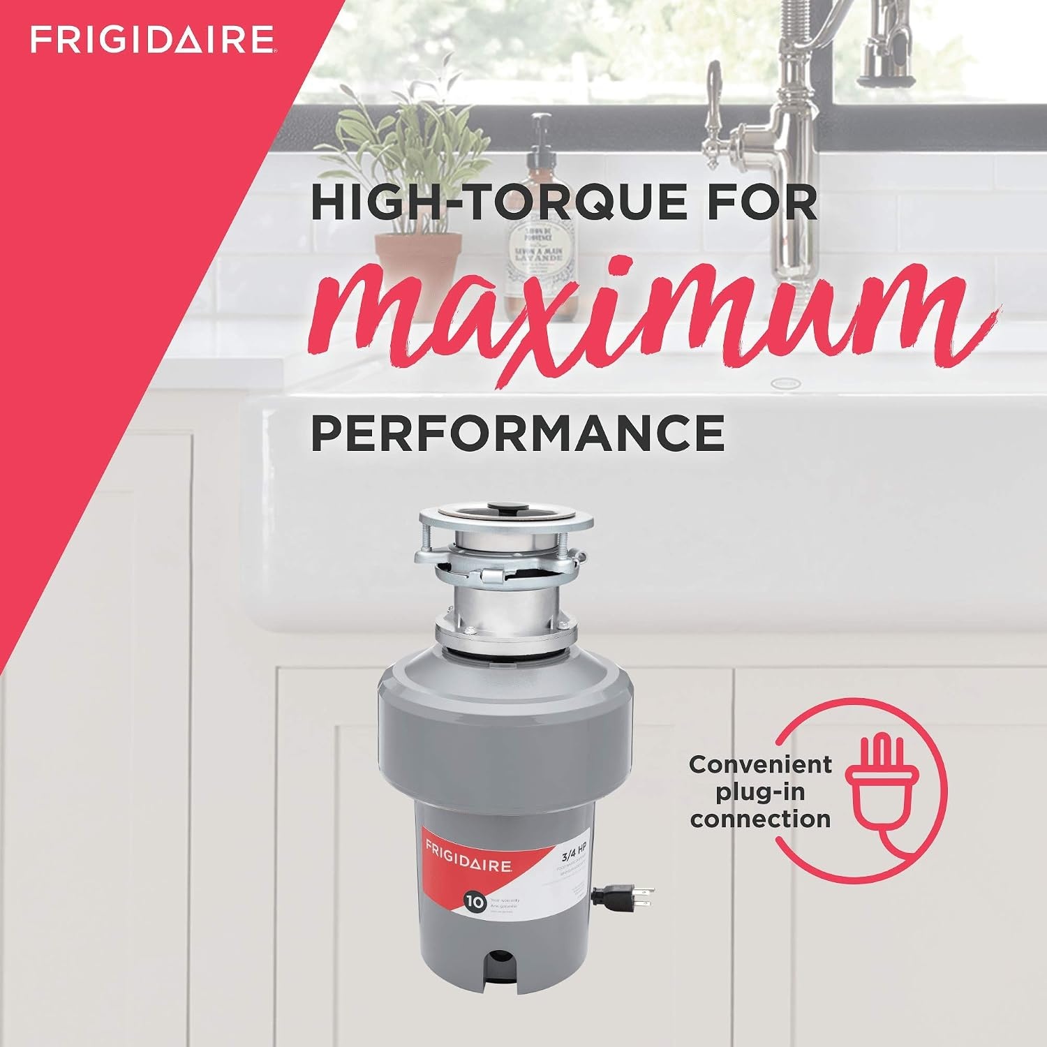 image:imageFrigidaire FF75DISPB1 HP Batch Feed Corded Garbage Disposer for Kitchen Sinks