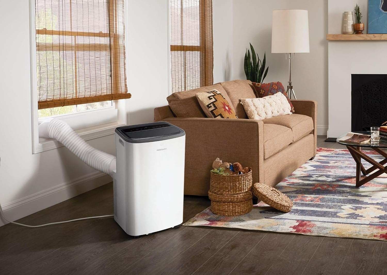 image:imageFrigidaire FHPW142AC1 Portable Air Conditioner 14K BTU ASHRAE 10K BTU DOE with MultiSpeed FanDehumidifier ModeBuiltin Air IonizerWashable FilterWorks with AlexaWiFi Connected in White