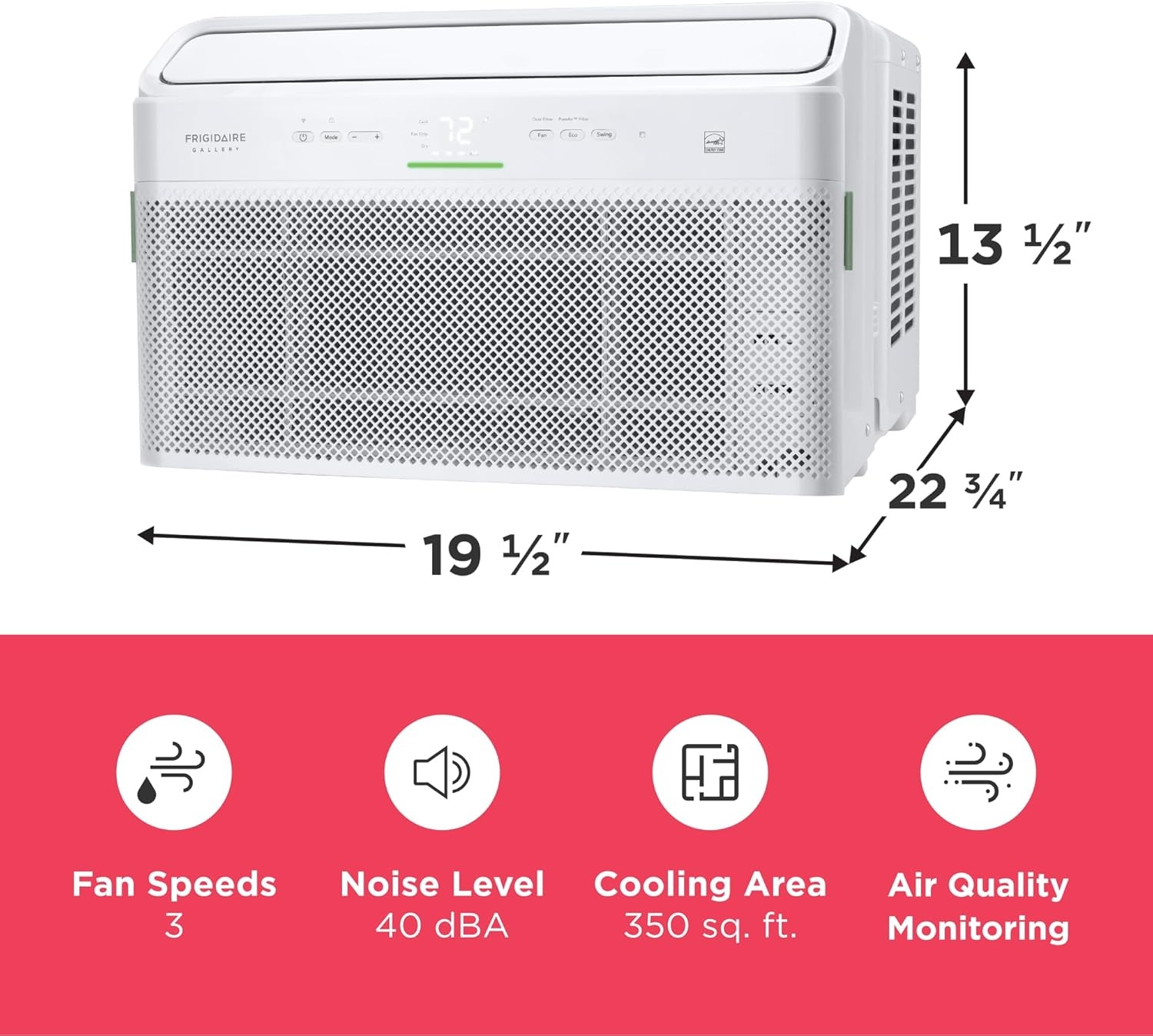 image:imageFrigidaire Gallery 8000 BTU Smart Inverter Window Air Conditioner with WiFi Energy Star Most Efficient Certification amp Indoor Air Quality Monitoring Cools Up to 350 Sq Ft Ultra Quiet White8 000 BTU New 2025