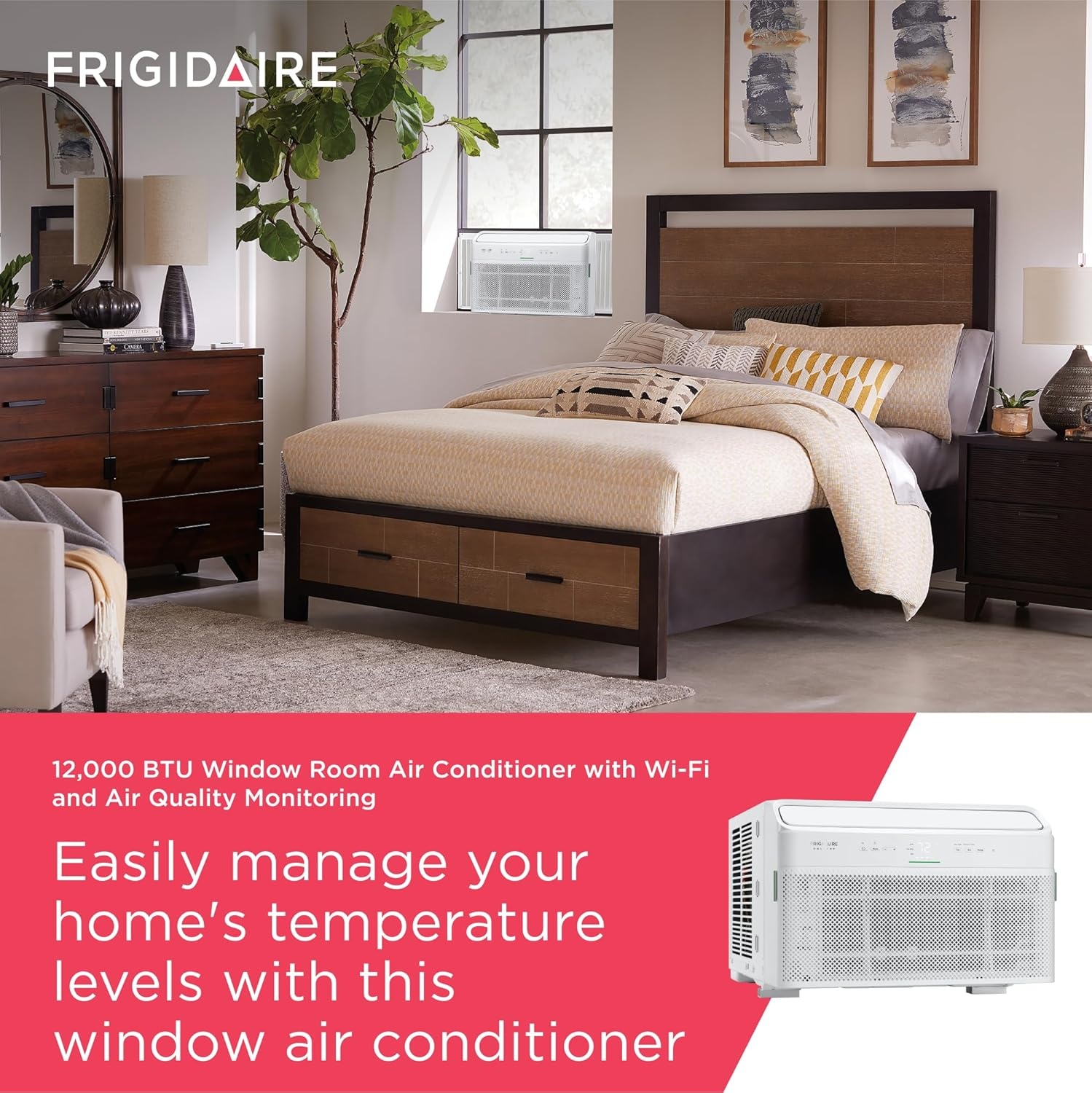 image:imageFrigidaire Gallery 8000 BTU Smart Inverter Window Air Conditioner with WiFi Energy Star Most Efficient Certification amp Indoor Air Quality Monitoring Cools Up to 350 Sq Ft Ultra Quiet White12 000 BTU New 2025