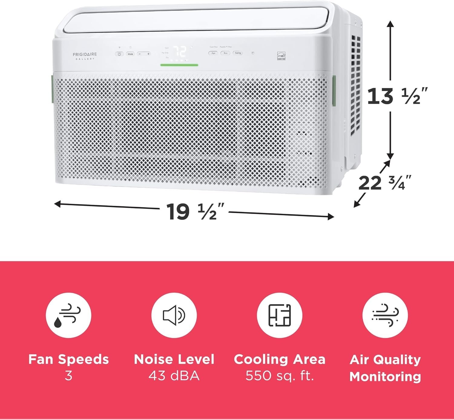 image:imageFrigidaire Gallery 8000 BTU Smart Inverter Window Air Conditioner with WiFi Energy Star Most Efficient Certification amp Indoor Air Quality Monitoring Cools Up to 350 Sq Ft Ultra Quiet White12 000 BTU New 2025