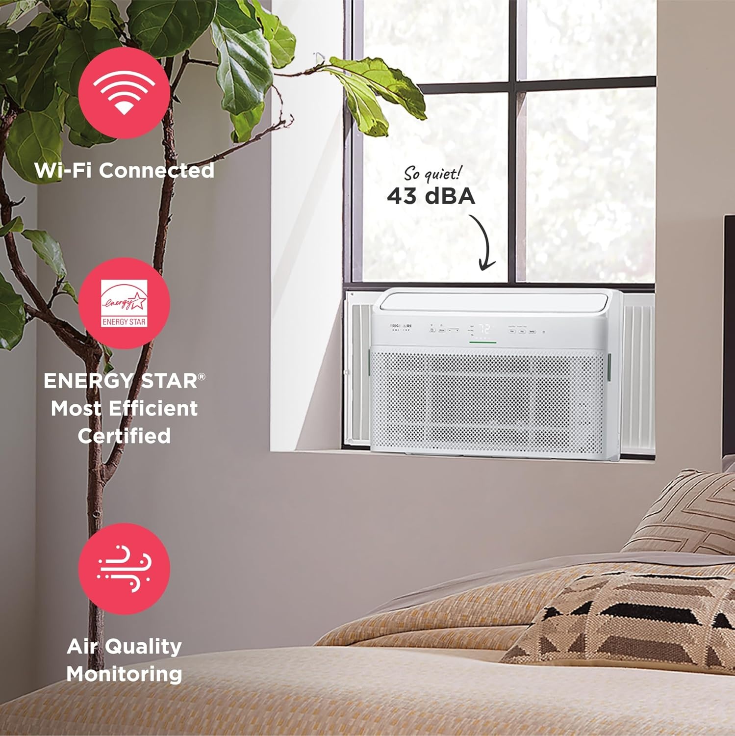 image:imageFrigidaire Gallery 8000 BTU Smart Inverter Window Air Conditioner with WiFi Energy Star Most Efficient Certification amp Indoor Air Quality Monitoring Cools Up to 350 Sq Ft Ultra Quiet White12 000 BTU New 2025