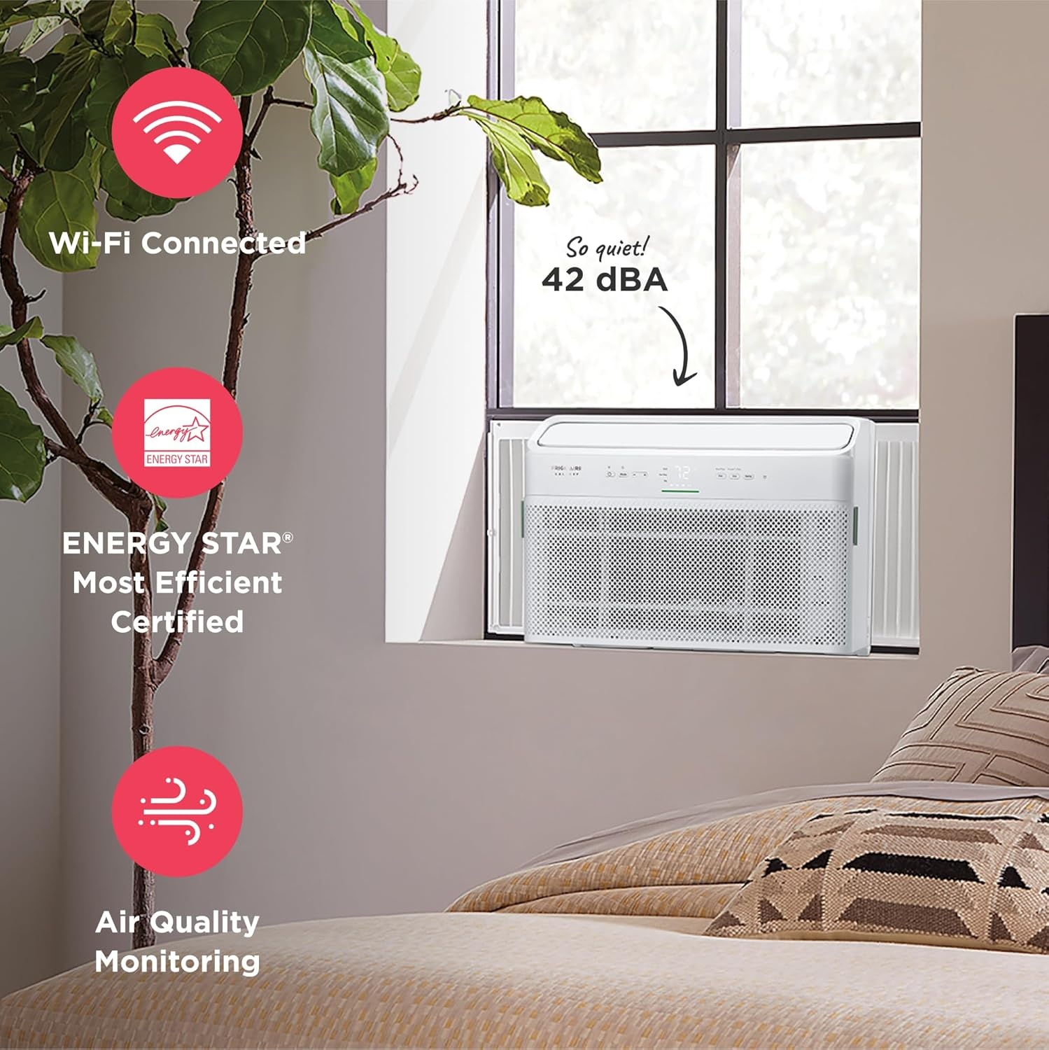 image:imageFrigidaire Gallery 8000 BTU Smart Inverter Window Air Conditioner with WiFi Energy Star Most Efficient Certification amp Indoor Air Quality Monitoring Cools Up to 350 Sq Ft Ultra Quiet White10 000 BTU New 2025