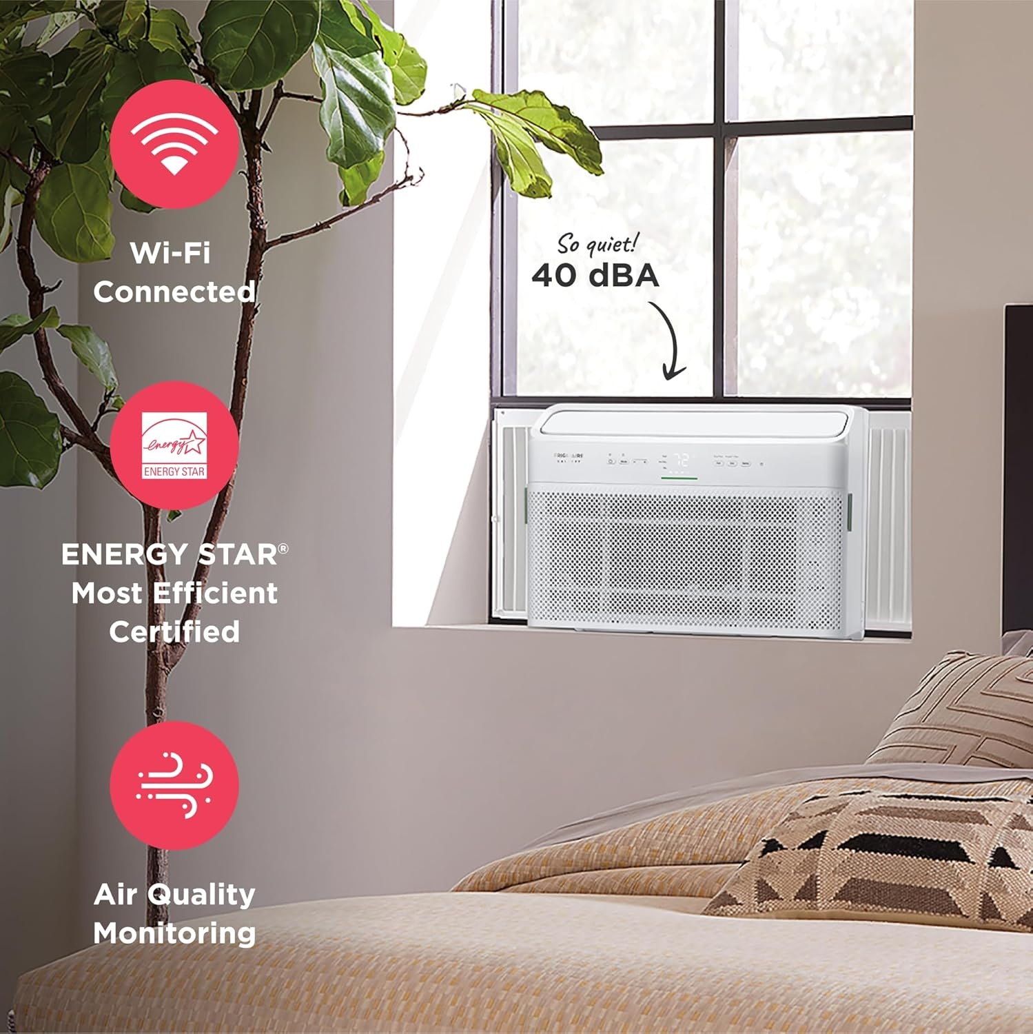 image:imageFrigidaire Gallery 8000 BTU Smart Inverter Window Air Conditioner with WiFi Energy Star Most Efficient Certification amp Indoor Air Quality Monitoring Cools Up to 350 Sq Ft Ultra Quiet White8 000 BTU New 2025
