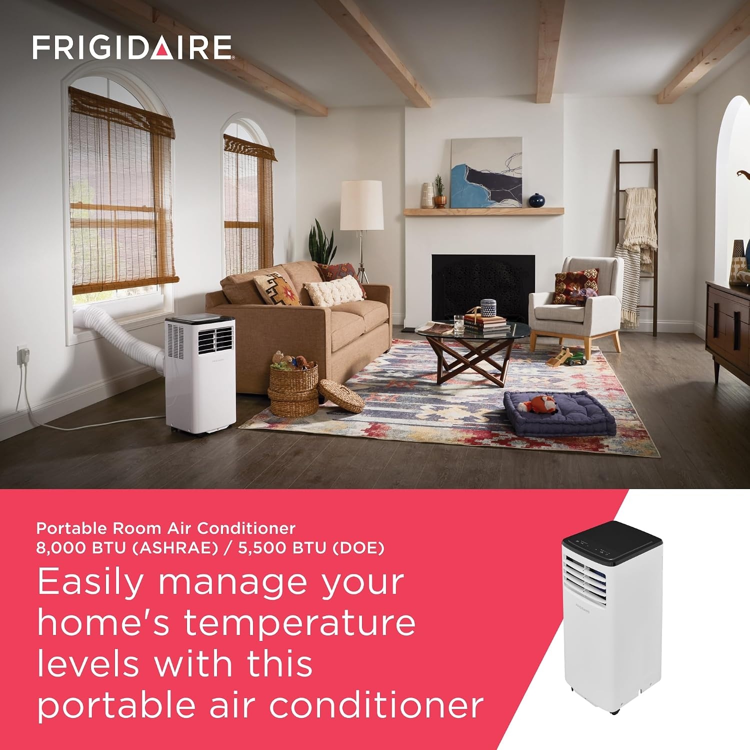 image:imageFrigidaire Portable Room Air Conditioner 8000 BTU ASHRAE 5500 BTU DOE Cools Up to 350 Sq Ft Quiet Operation Dehumidifying Dry Mode White5500 BTU