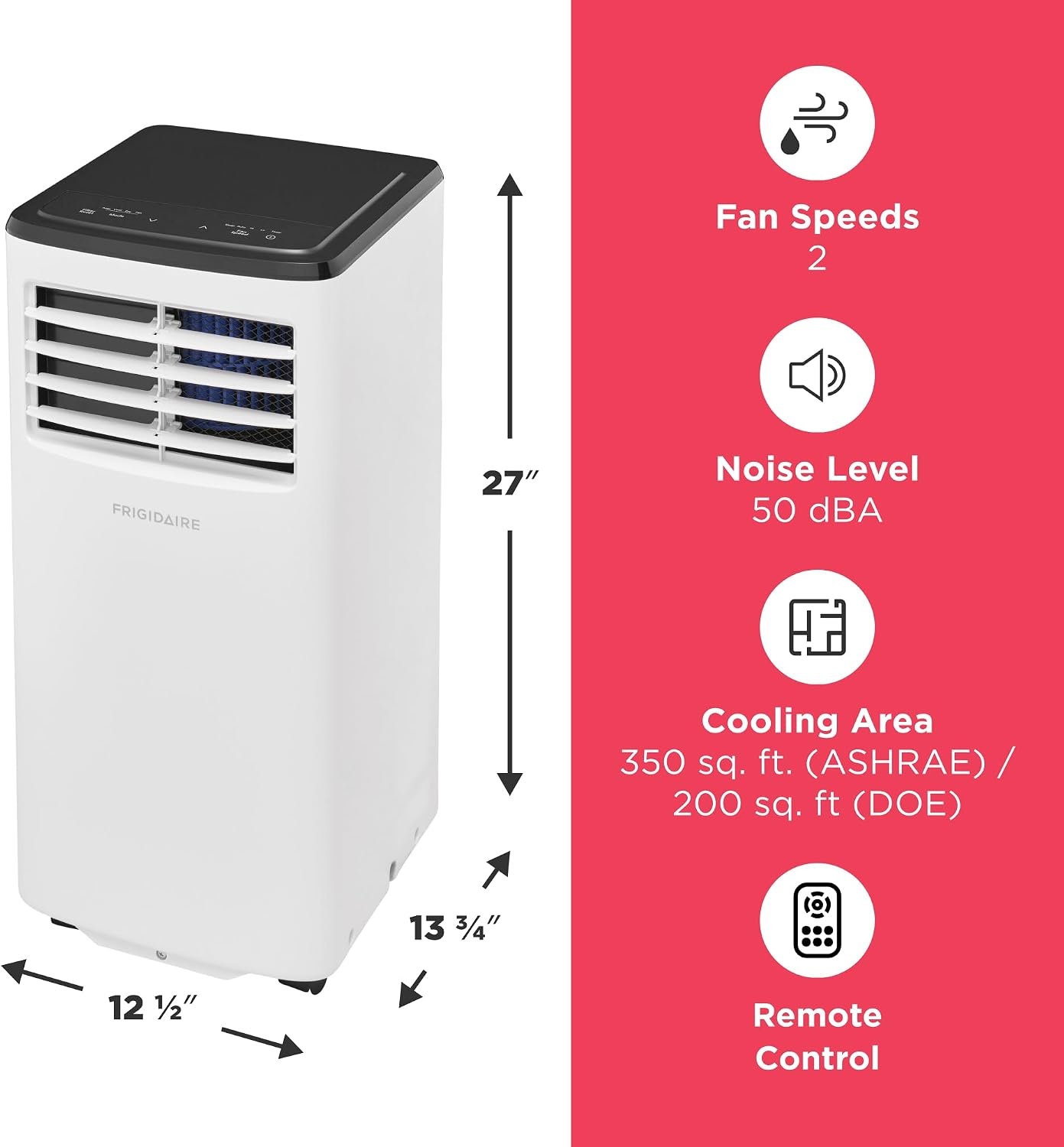 image:imageFrigidaire Portable Room Air Conditioner 8000 BTU ASHRAE 5500 BTU DOE Cools Up to 350 Sq Ft Quiet Operation Dehumidifying Dry Mode White5500 BTU