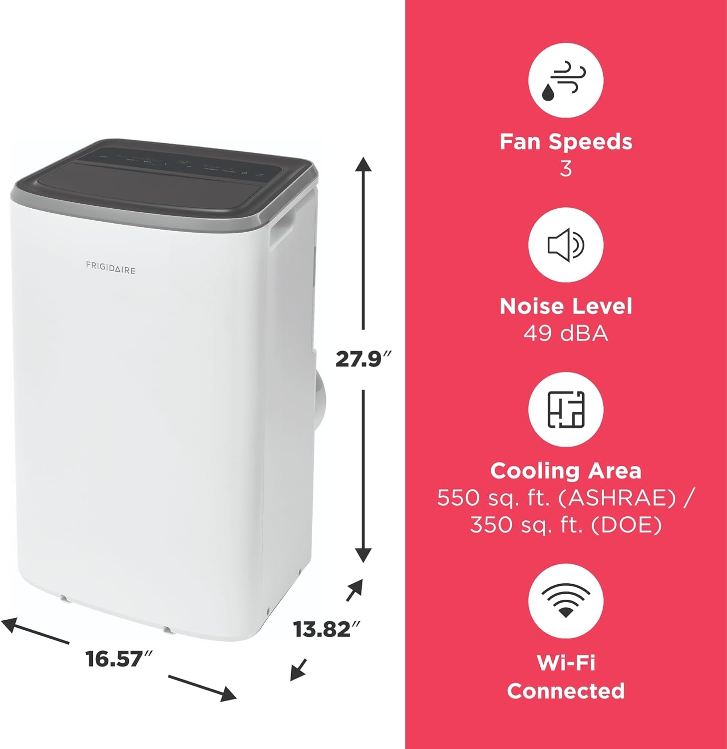 image:imageFrigidaire Portable Room Air Conditioner 8000 BTU ASHRAE 5500 BTU DOE Cools Up to 350 Sq Ft Quiet Operation Dehumidifying Dry Mode White8000 BTU