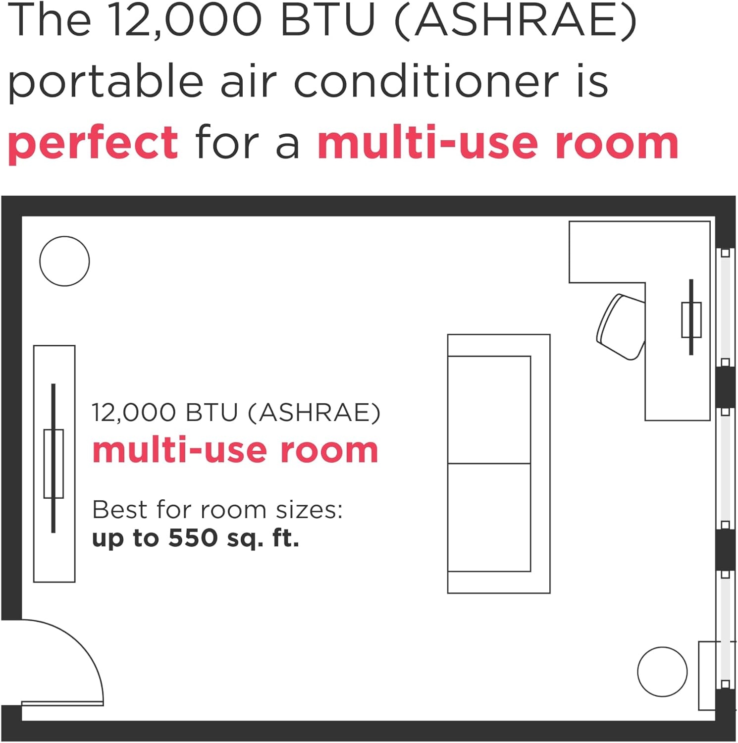 image:imageFrigidaire Portable Room Air Conditioner 8000 BTU ASHRAE 5500 BTU DOE Cools Up to 350 Sq Ft Quiet Operation Dehumidifying Dry Mode White8000 BTU