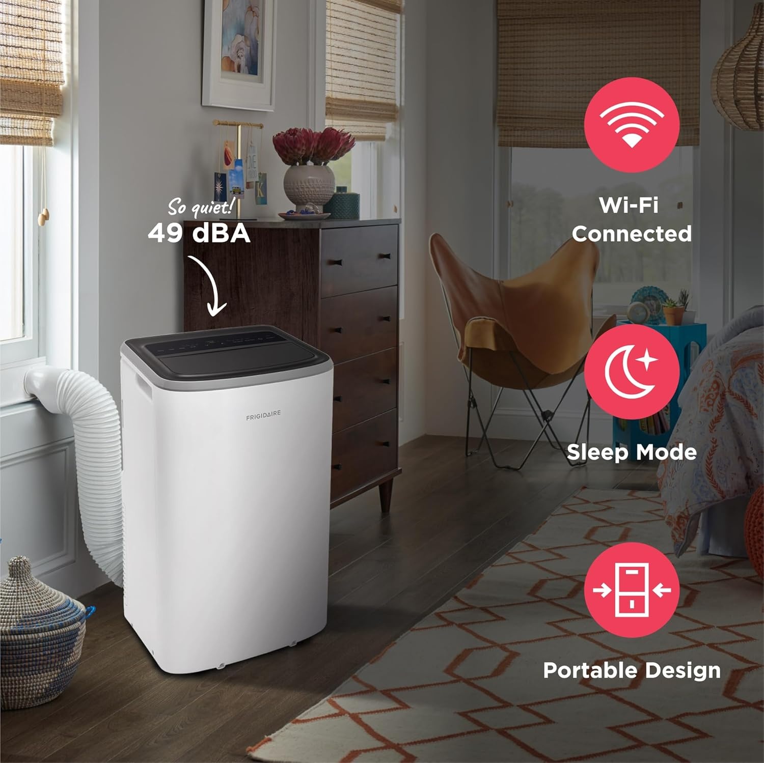 image:imageFrigidaire Portable Room Air Conditioner 8000 BTU ASHRAE 5500 BTU DOE Cools Up to 350 Sq Ft Quiet Operation Dehumidifying Dry Mode White8000 BTU