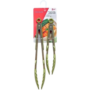 Frigidaire 2PC Stainless Steel Kitchen Food Tongs Set for Cooking with Silicone Tips (NAVY)(Olive)