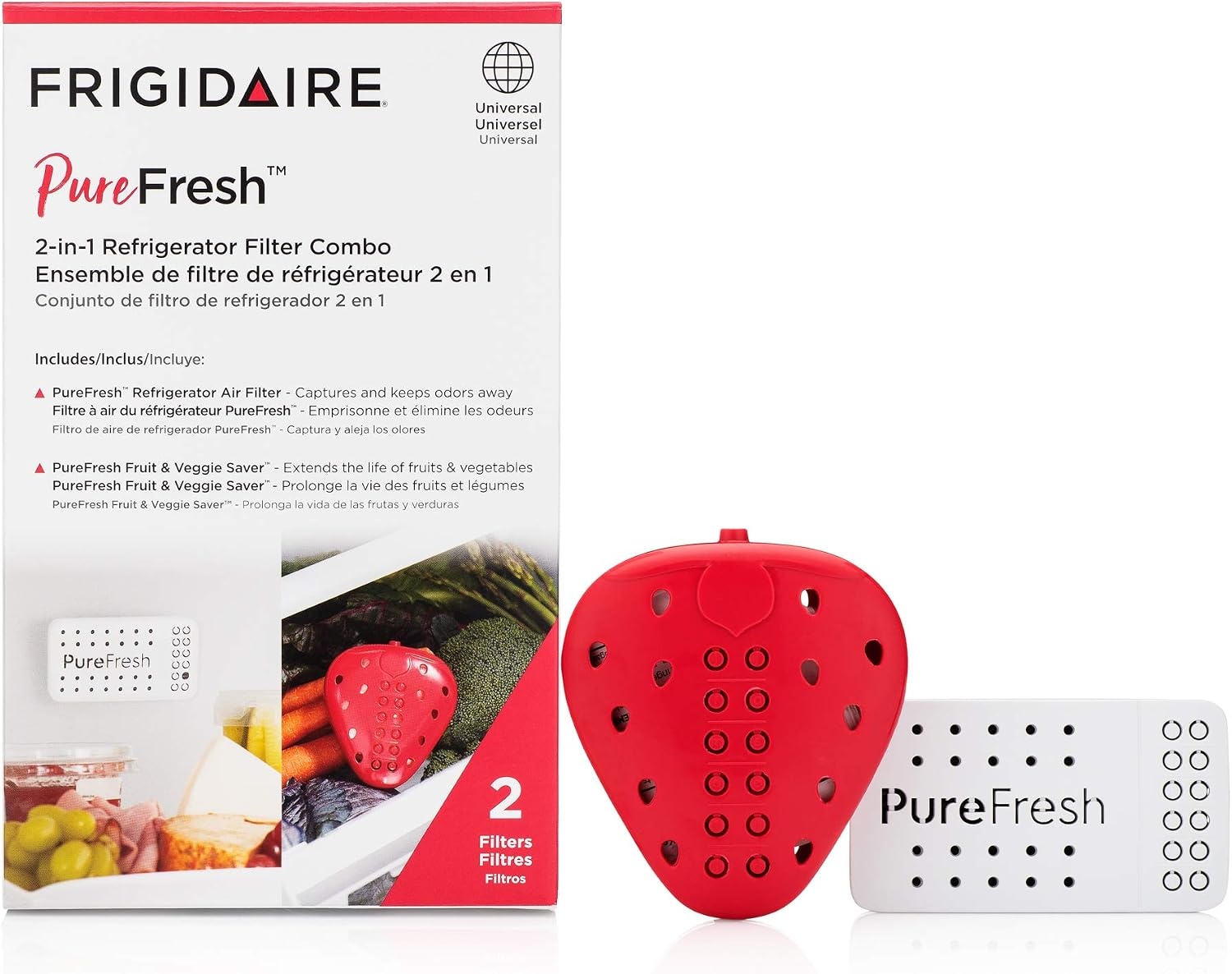 image:imageFrigidaire FRPFUCOMBO Pure Fresh 2in1 Refrigerator Air Filter Combo 2 CountAir Filter Fruit and Veggie Saver Combo