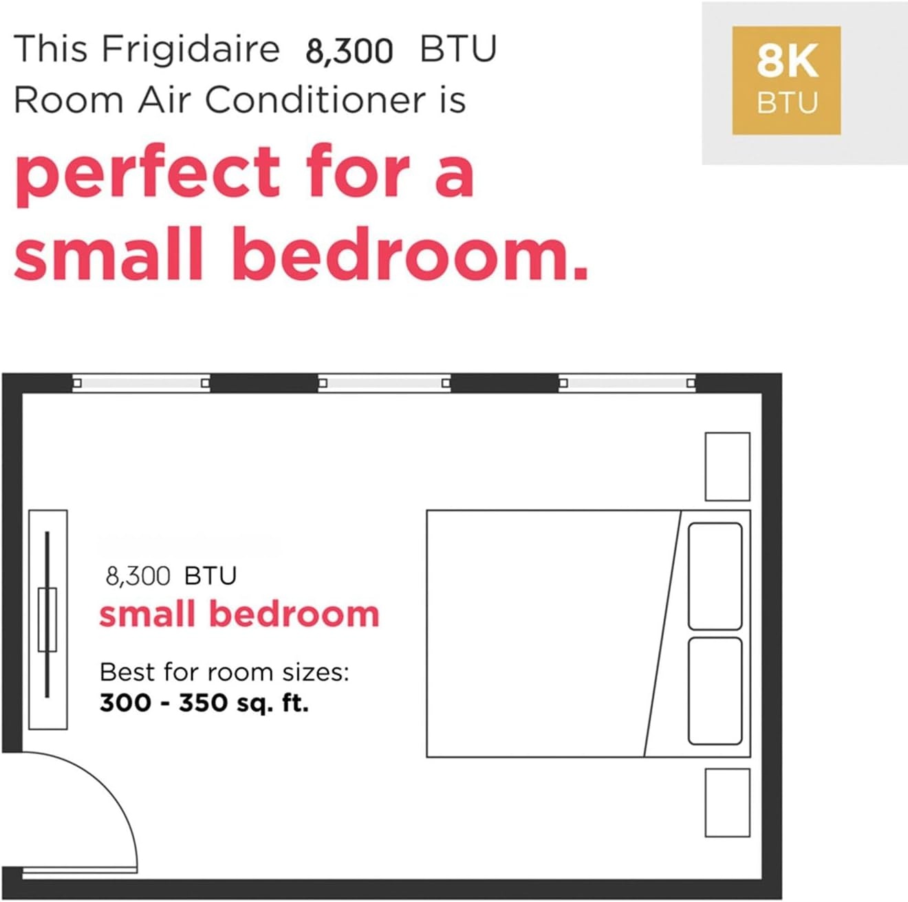 image:imageFrigidaire 115V 8000 BTU Smart Wall Air Conditioner with Dehumidifier Fan amp Remote Control Quiet Energy Efficient Wall Mounted AC Unit for Home Cooling Cools Small Rooms Up To 350 Sq Ft
